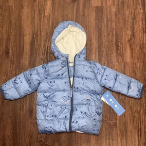 Wippette Puffer Jacket Hood Dinosaur Print Blue 24 Month Unisex NWT